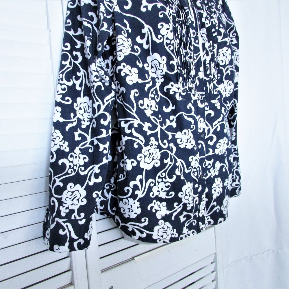 Jones Ny Navy White Tuxedo Button Down Shirt 10 - image 6